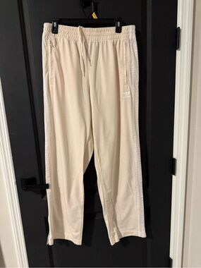 adidas Off-White Satin Track Pants with Trefoil Tag